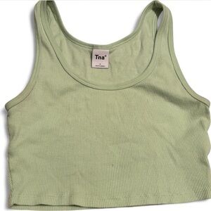 TNA Light Green Ribbed Crop Top